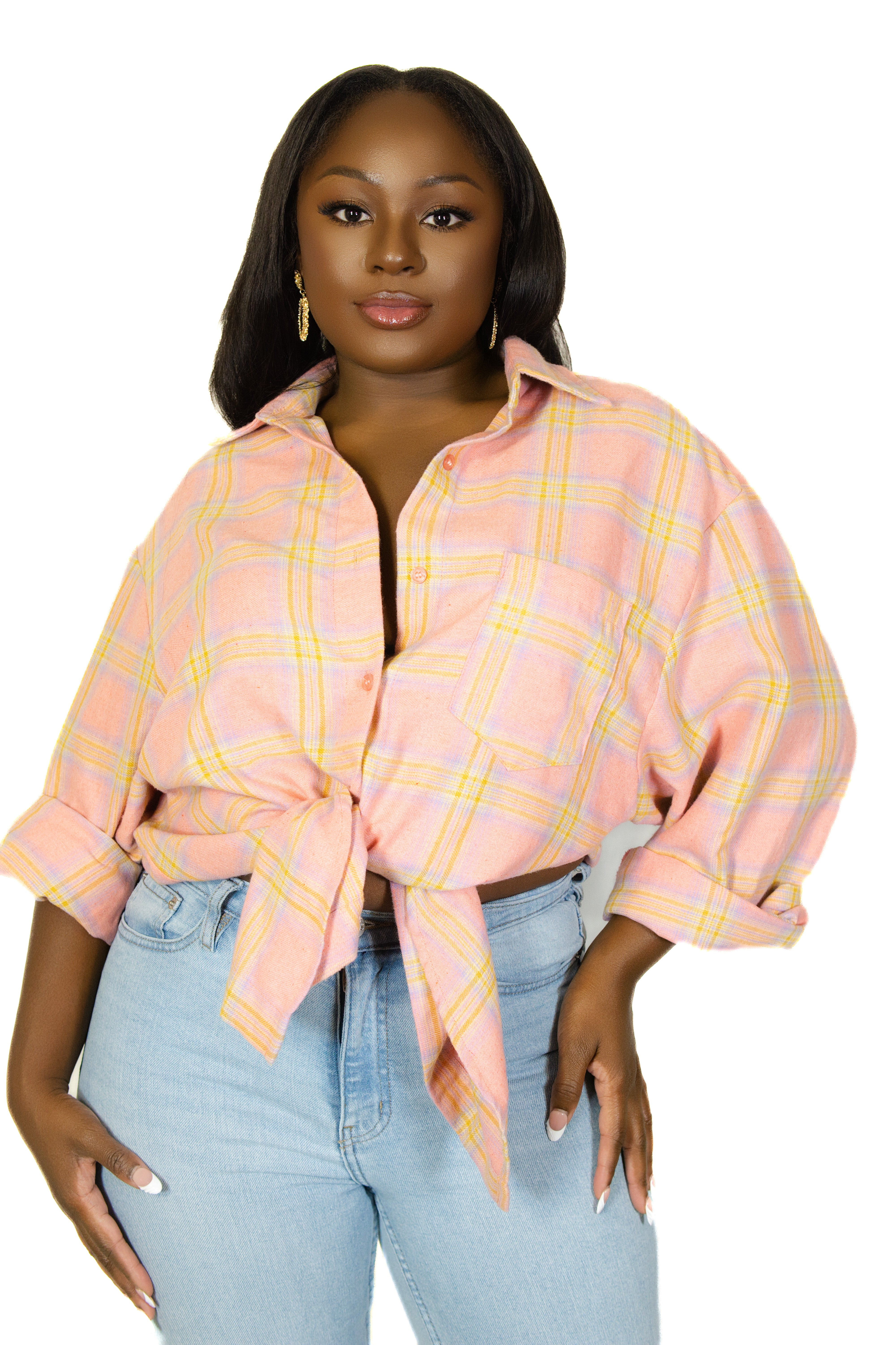 ASPEN PINK FLANNEL OVERSIZED JACKET