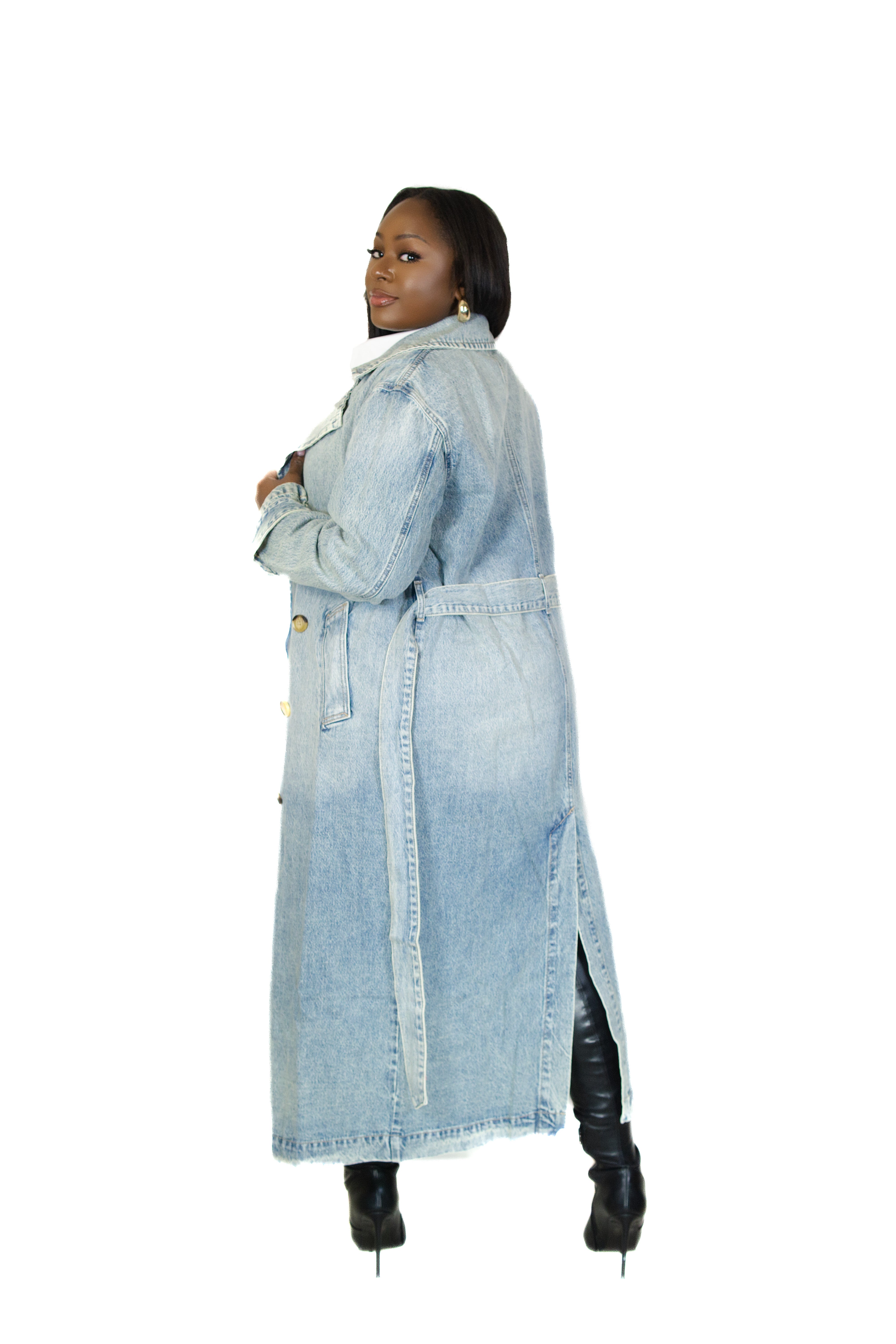 CLASSIC LIGHTWASH DENIM TRENCHCOAT