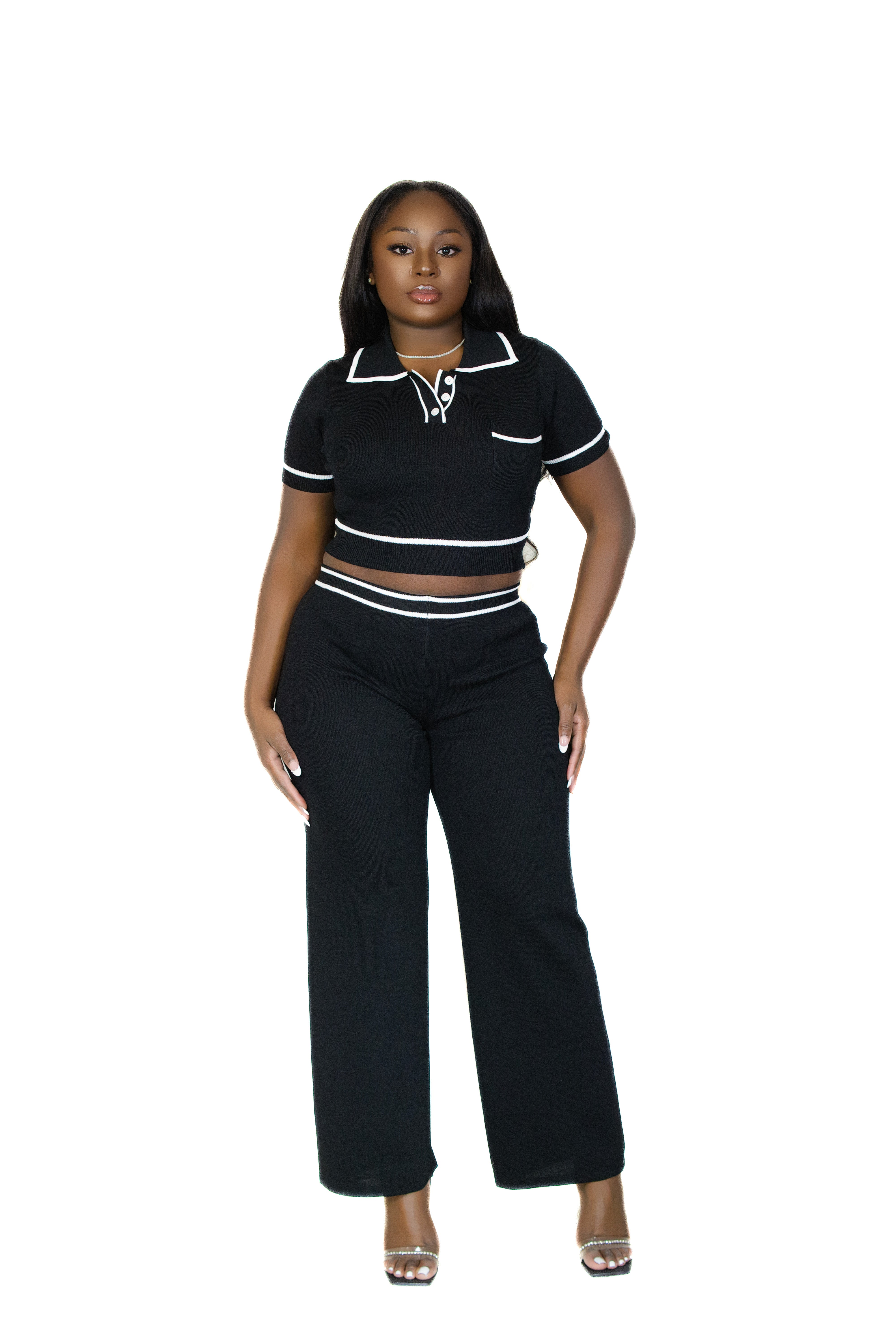 LAUREN CROP KNIT PANTS SET