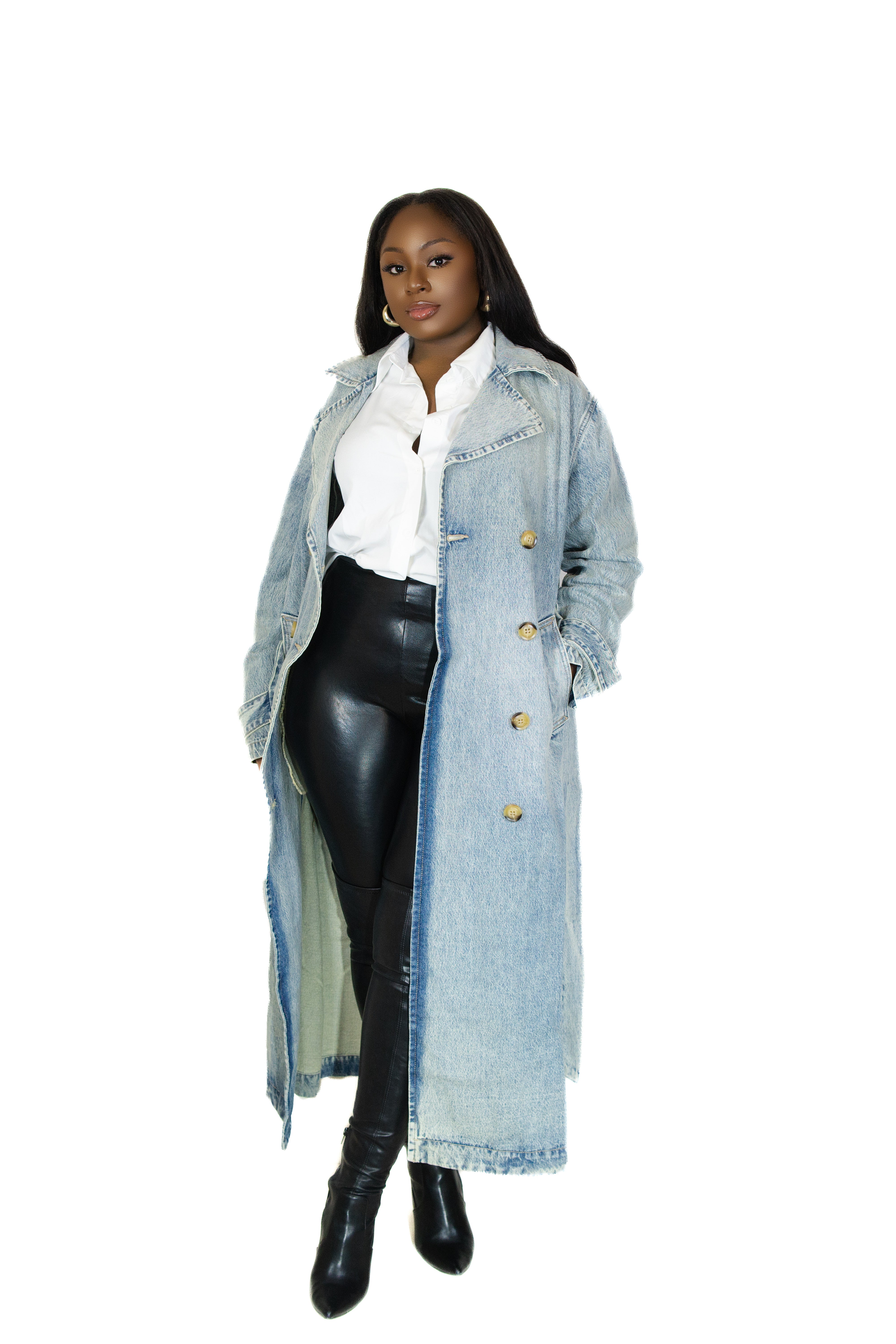 CLASSIC LIGHTWASH DENIM TRENCHCOAT